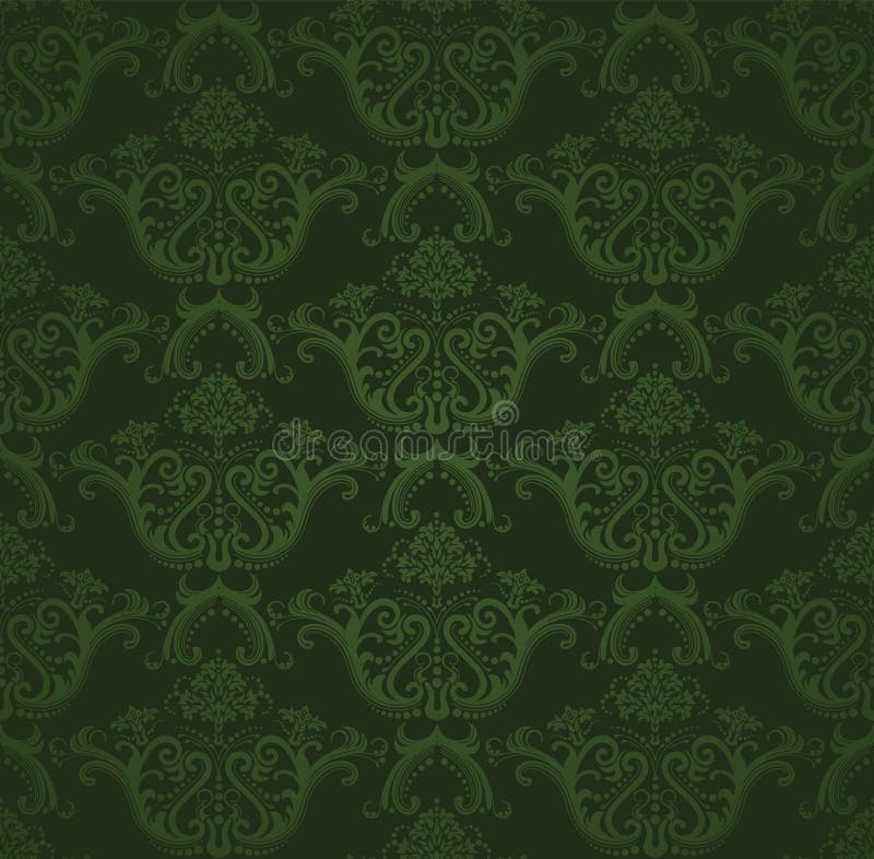 Papier peint floral vert-foncé sans joint illustration stock