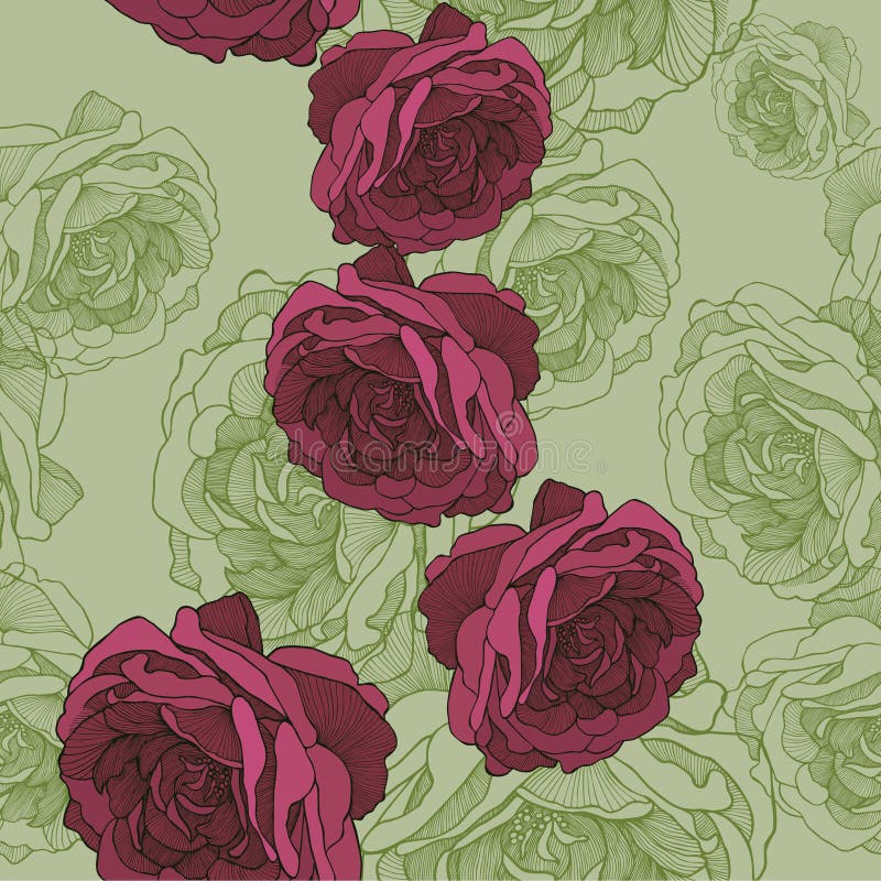 Papier peint sans couture avec le thé rose, main-dessin Vecteur illustration de vecteur Papier peint sans couture avec le thé rose, main-dessin Vecteur illustration de vecteur