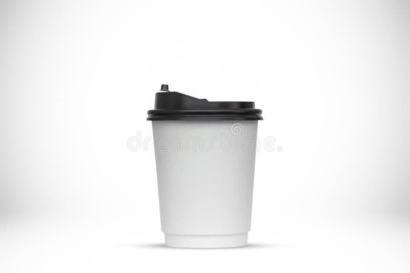 Papierkaffeeglas auf weißem Hintergrund stockfoto