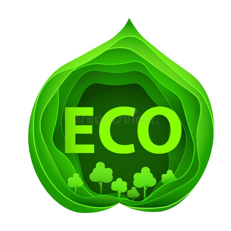 Papierkunst von eco Park auf grüner Blattform Origamikonzept und Ökologieidee vektor abbildung Papierkunst von eco Park auf grüner Blattform Origamikonzept und Ökologieidee vektor abbildung