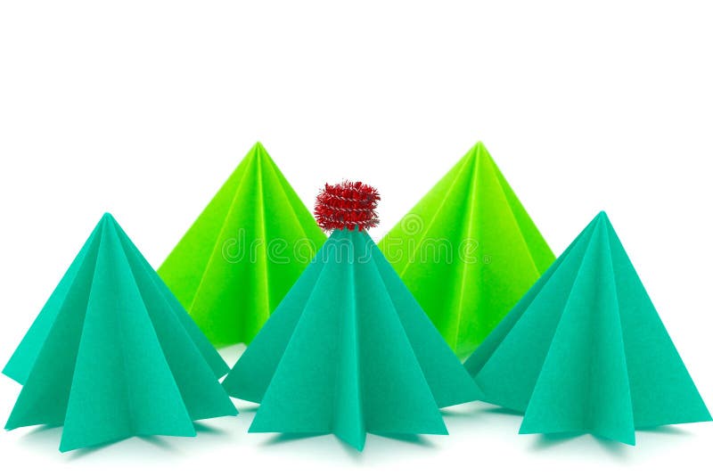 Papierowego rzemiosła choinka. Śliczne choinki robić japończyka Origami papier