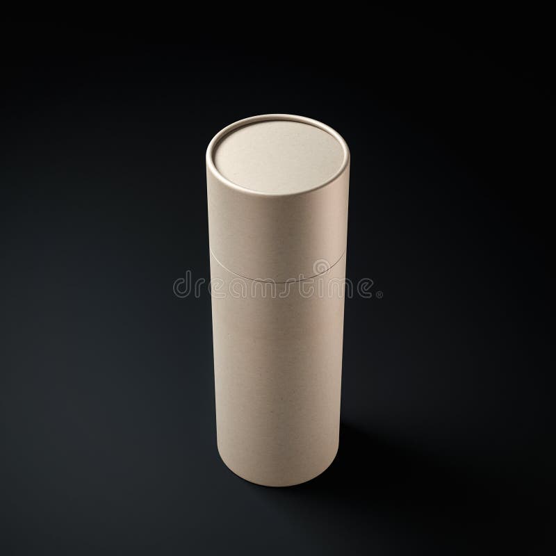 Papierowy papier Kraft Brown puszka Mockup w czarnym studio ilustracji