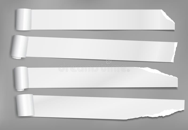 Papierstücke aus weißem Notebook, in Rollen und Reißverschluss, Streifen auf dunkelgrauem Hintergrund für Text Vector-Illustratio stock abbildung