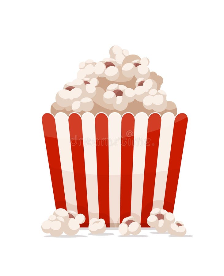 Papiertasse voll Popcorn isoliert auf weißem Hintergrund. Vektor stock abbildung