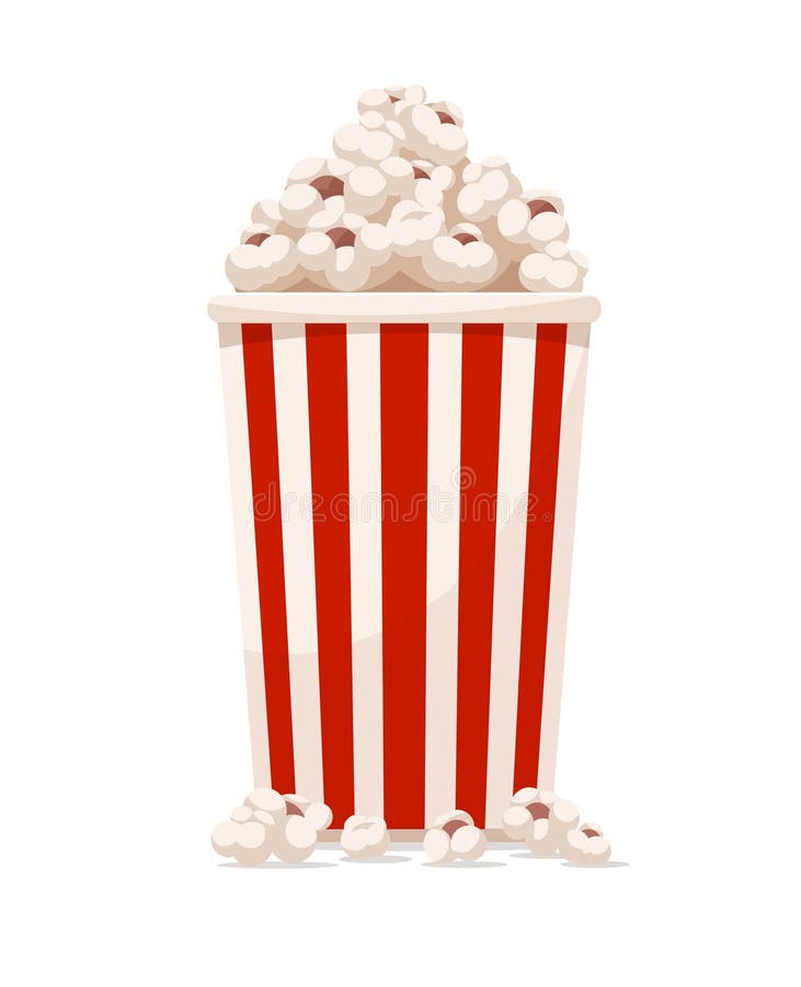 Papiertasse voll Popcorn isoliert auf weißem Hintergrund. Vektor lizenzfreie abbildung