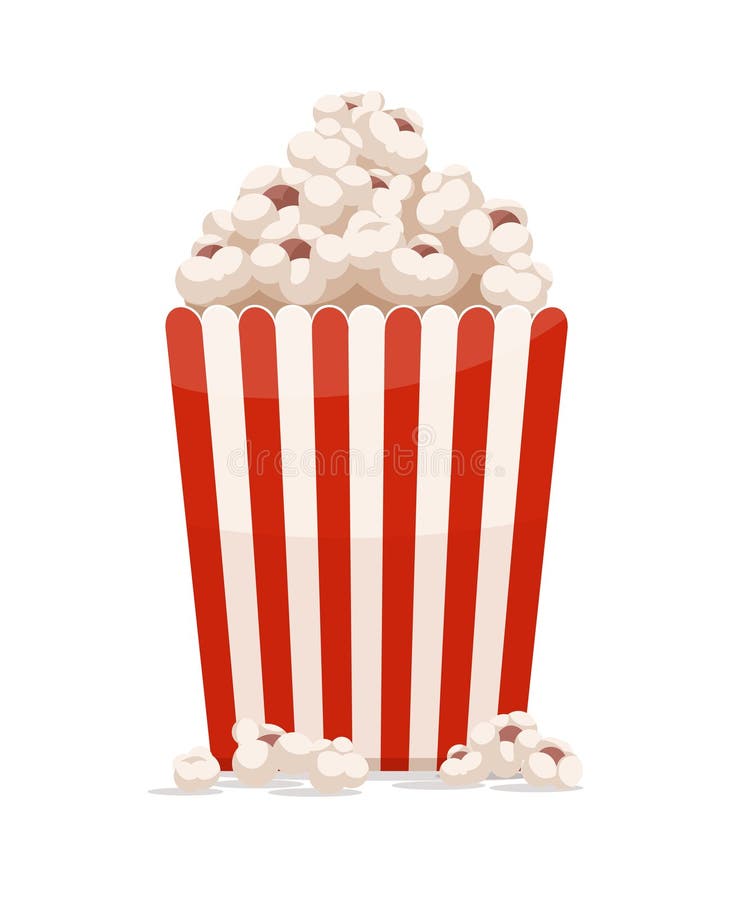Papiertasse voll Popcorn isoliert auf weißem Hintergrund. Vektor lizenzfreie abbildung