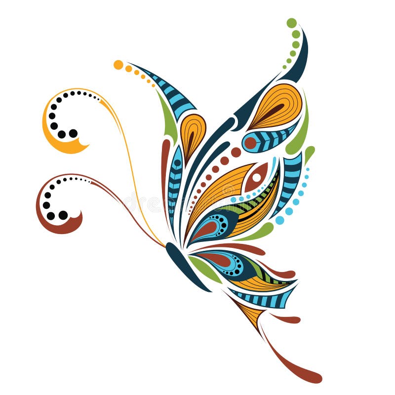 Papillon coloré modelé Conception africaine/Indien/totem/tatouage illustration libre de droits Papillon coloré modelé Conception africaine/Indien/totem/tatouage illustration libre de droits