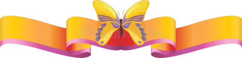 Papillon jaune sur le ruban lumineux illustration libre de droits