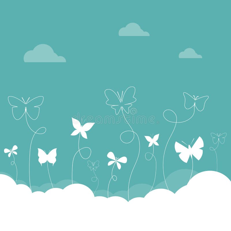 Papillons volant dans le ciel illustration stock Papillons volant dans le ciel illustration stock