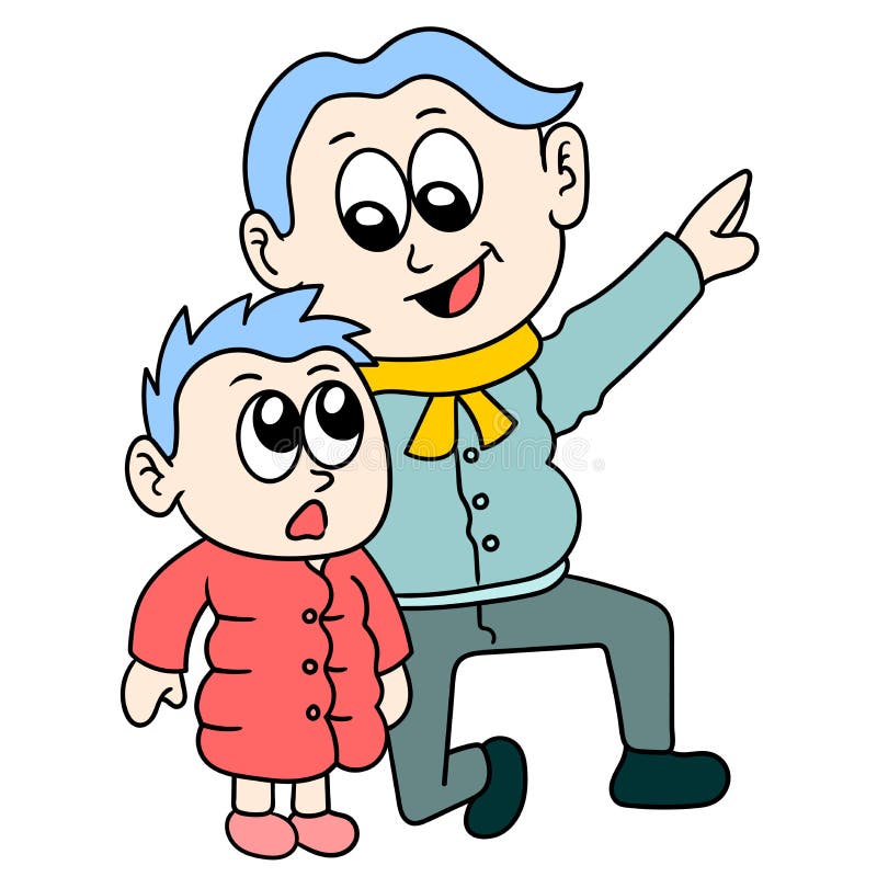 Pappa och son är väldigt nära stock illustrationer
