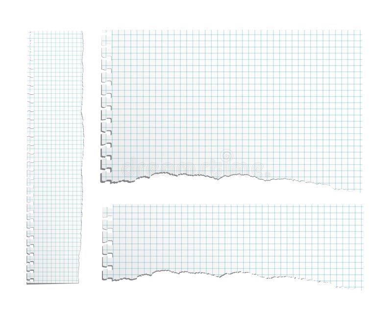 Papper för förskriftsbok för olik proportion för vektor sönderrivet Sönderriven förskriftsbokarkuppsättning stock illustrationer Papper för förskriftsbok för olik proportion för vektor sönderrivet Sönderriven förskriftsbokarkuppsättning stock illustrationer