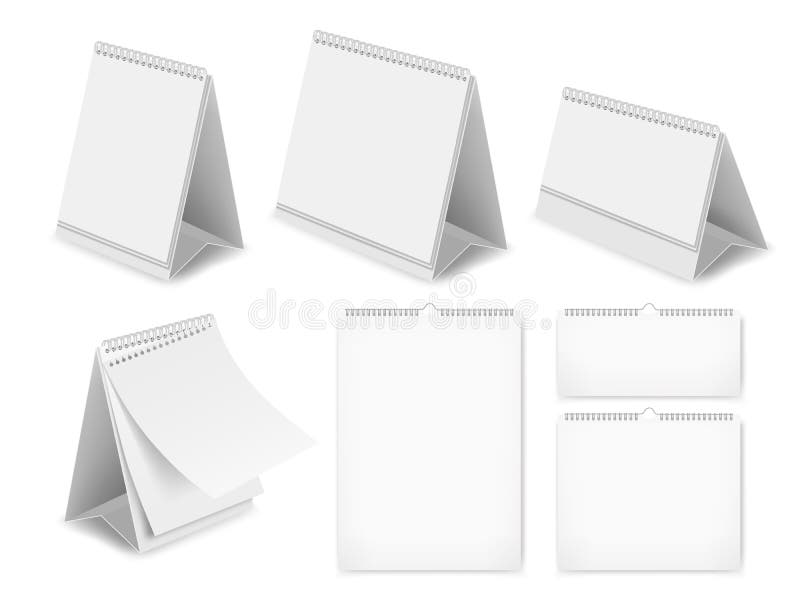 Pappers- tom uppsättning för skrivbordkalender, realistisk illustration för vektor royaltyfri illustrationer Pappers- tom uppsättning för skrivbordkalender, realistisk illustration för vektor royaltyfri illustrationer