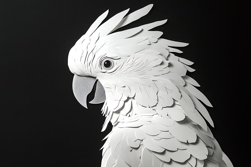 Komplicerat pappersklipp av en vit kakadua royaltyfri illustrationer