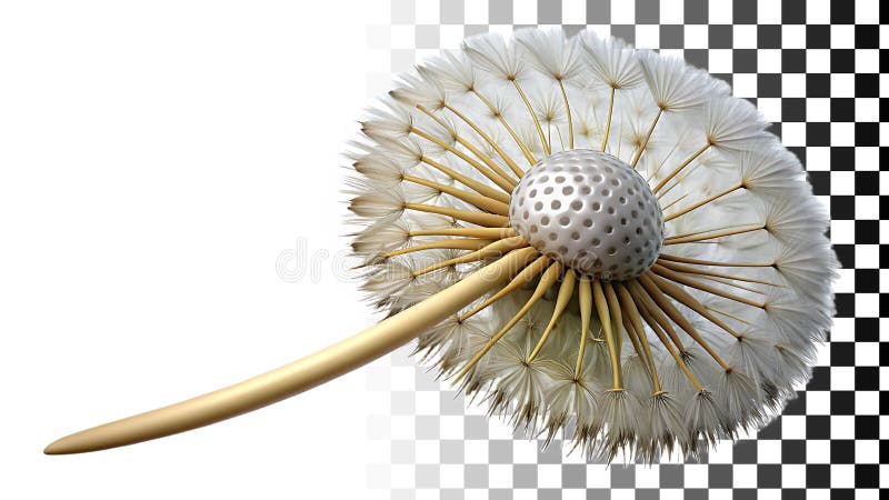 Pappo di semi di Dandelion fluffy semi bianchi macrodettaglio immagine trasparente Immagine Generative AI illustrazione di stock