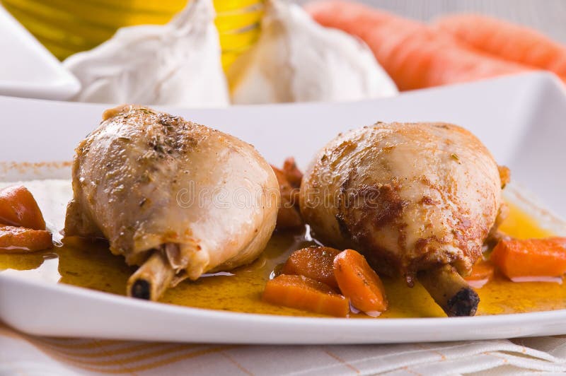 Paprika Chicken Drumsticks. Stock Photo Image of carrot, garlic 27539106