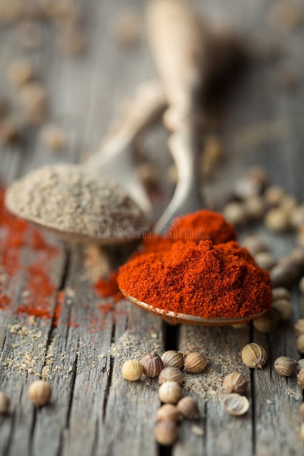 Paprika and coriander stock image. Image of selective 30486165
