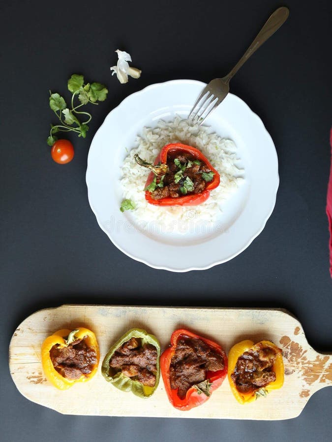 Rice dish paprika with editorial stock photo. Image of creativ 87523838