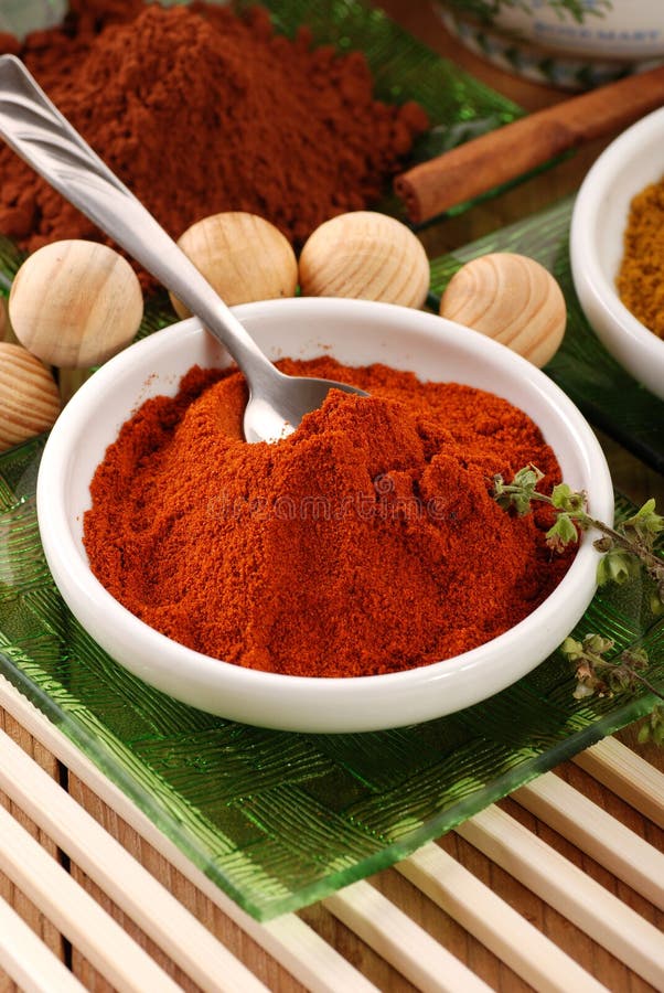 Paprika and other spices stock image. Image of flavor 25635777