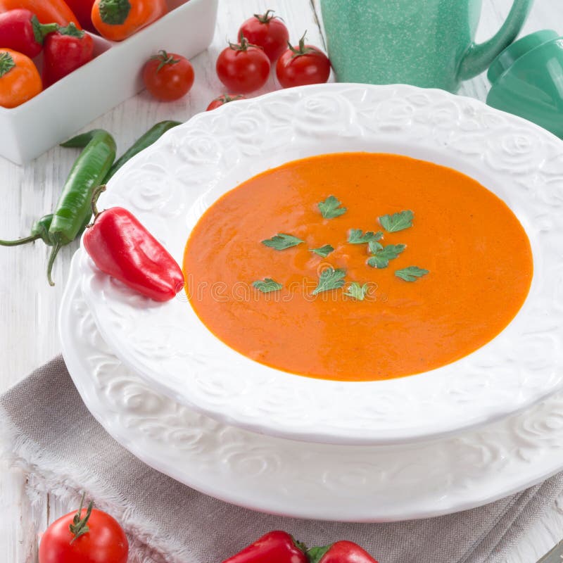 Paprika soup stock photo. Image of dinner, healthy, delicious 52875466