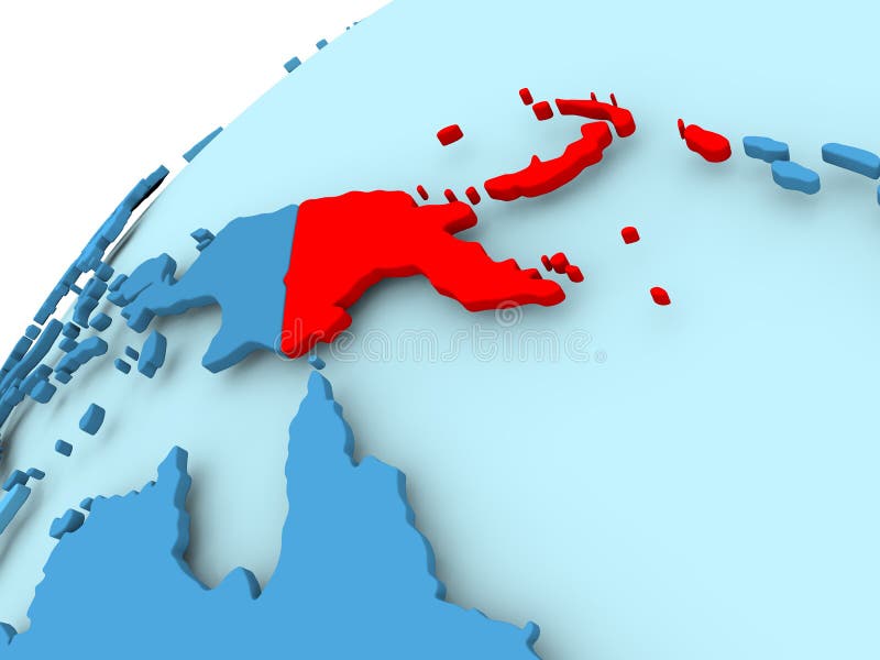 Papuásia-Nova Guiné no globo azul ilustração royalty free