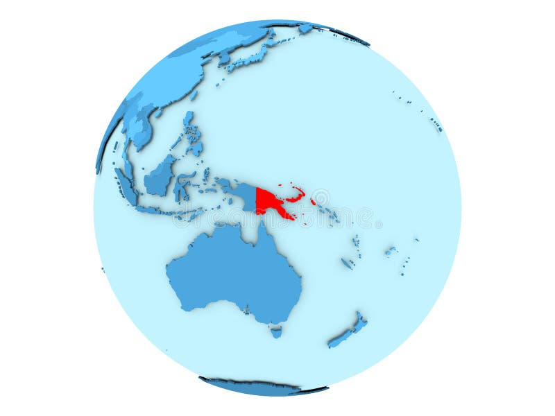 Papuásia-Nova Guiné no globo azul isolado ilustração stock
