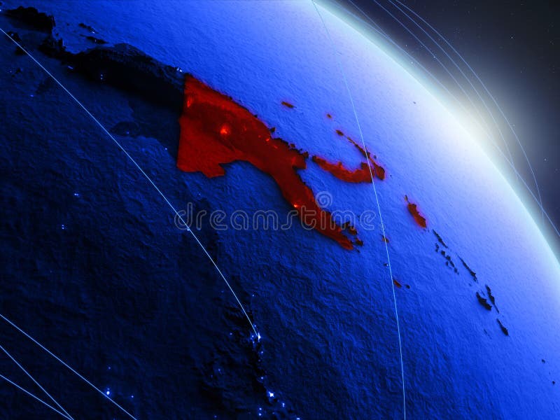 Papuásia-Nova Guiné no globo digital azul azul ilustração do vetor