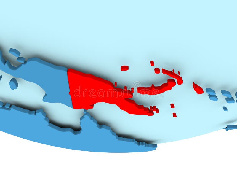 Papuásia-Nova Guiné no vermelho no mapa azul ilustração stock
