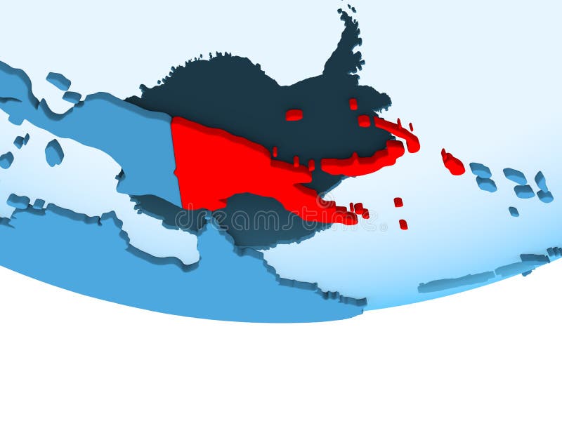 Papuásia-Nova Guiné no vermelho no mapa azul ilustração stock