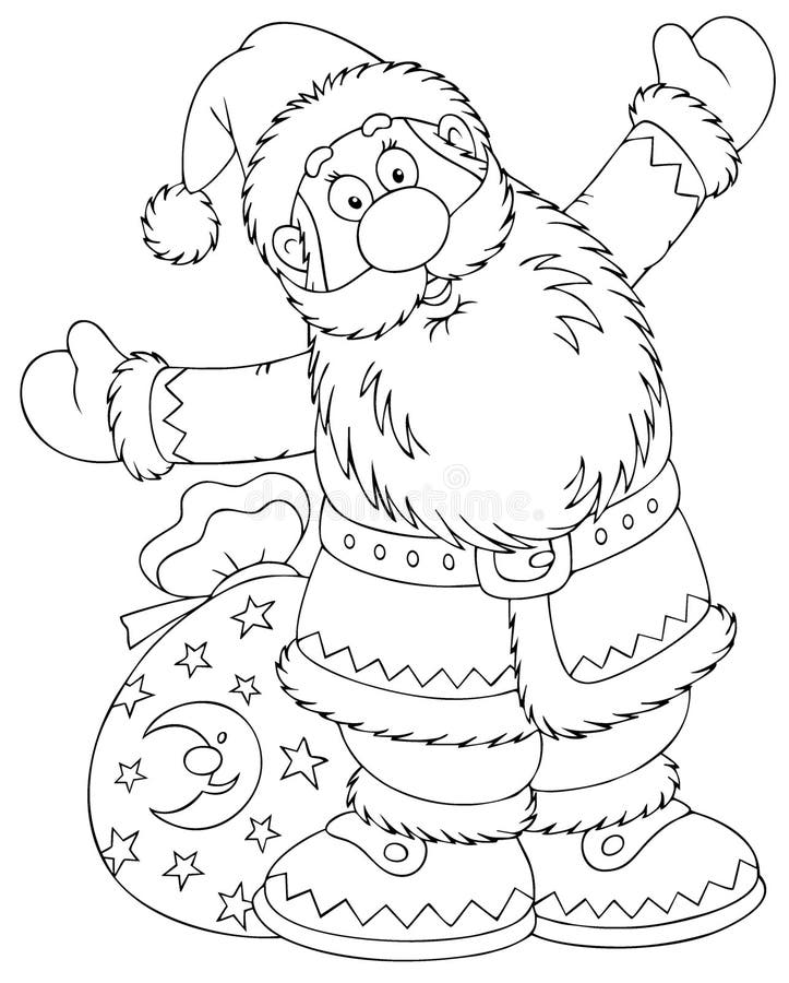 Papá Noel con un saco del juguete stock de ilustración Papá Noel con un saco del juguete stock de ilustración