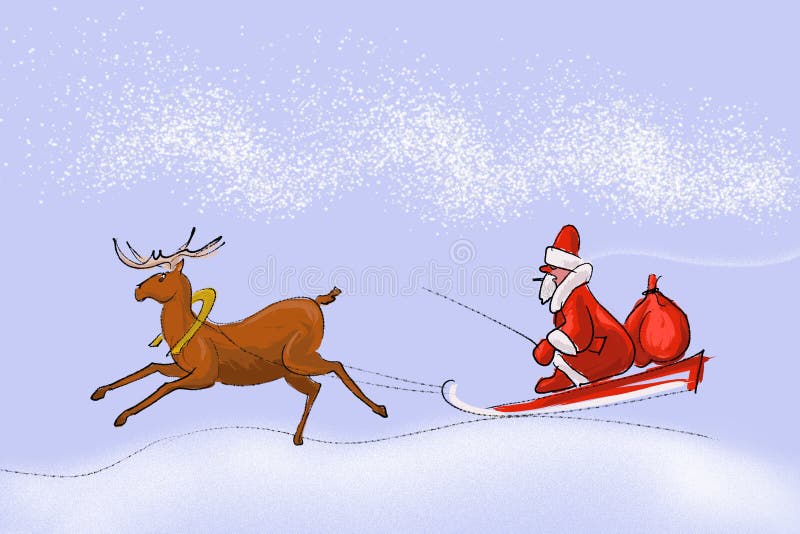 Papá Noel en un trineo ilustración del vector Papá Noel en un trineo ilustración del vector