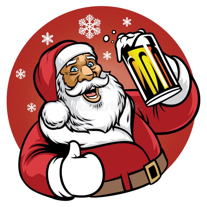 Papá Noel goza de un vidrio de cerveza