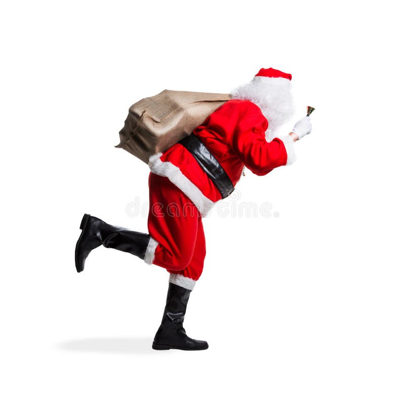 Papá Noel que se ejecuta fotos de archivo Papá Noel que se ejecuta fotos de archivo