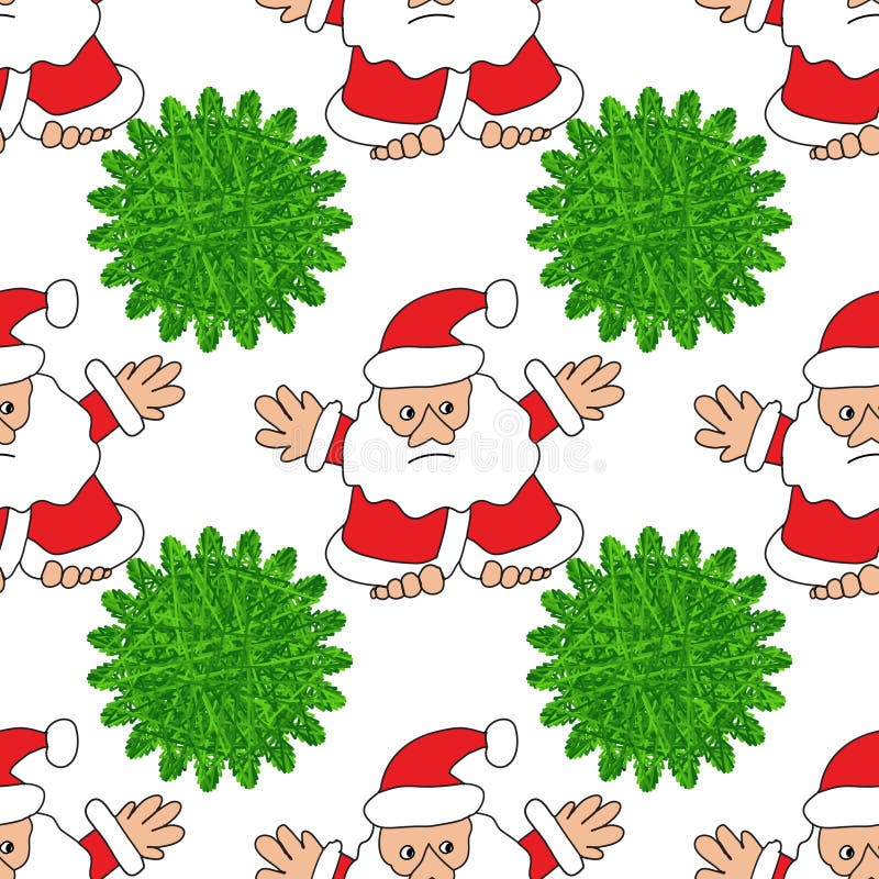 Santa Claus and Christmas tree, seamless pattern. Santa Claus and Christmas tree, seamless pattern