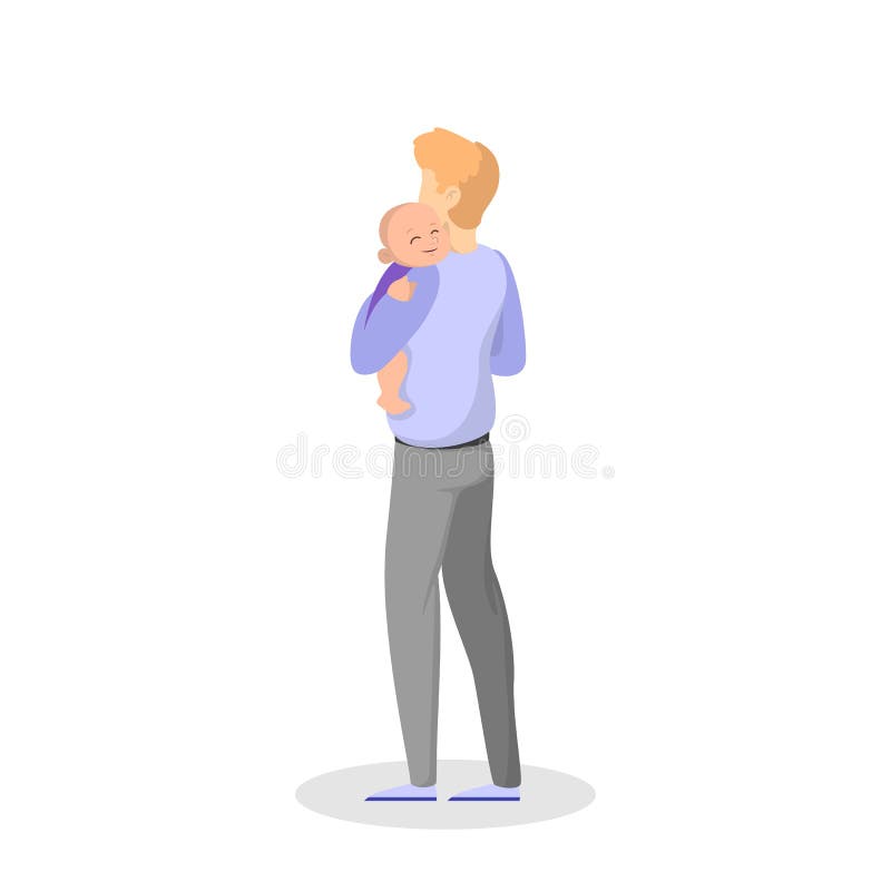 Papá que detiene a poco bebé Niño y padre lindos ilustración del vector Papá que detiene a poco bebé Niño y padre lindos ilustración del vector