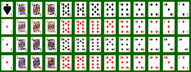 Paquet de jouer CardsSet sur un fond vert illustration libre de droits Paquet de jouer CardsSet sur un fond vert illustration libre de droits