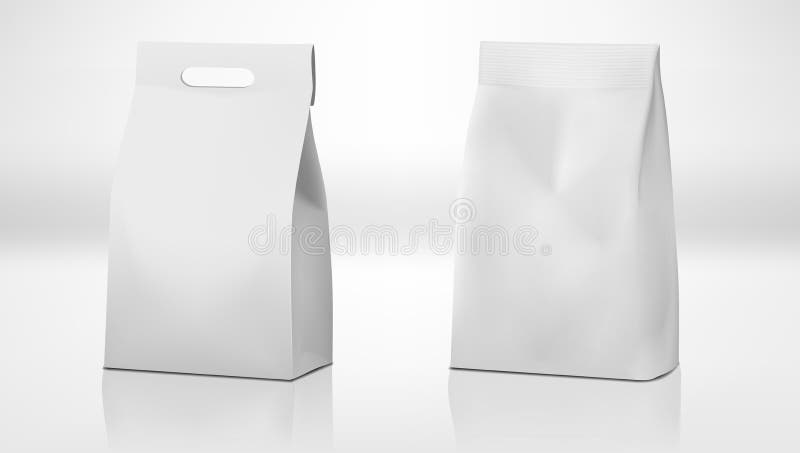 Paquete blanco claro de la bolsa de papel del arte con la manija y fuera libre illustration Paquete blanco claro de la bolsa de papel del arte con la manija y fuera libre illustration