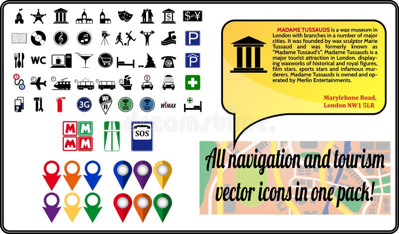 Paquete de los iconos de la navegación del vector para el viaje y el tou stock de ilustración Paquete de los iconos de la navegación del vector para el viaje y el tou stock de ilustración