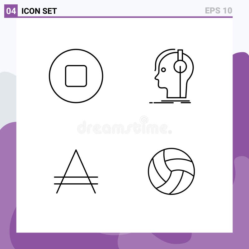 4 paquete de línea de interfaz de usuario de signos y símbolos modernos de audífonos australes multimedia bola de sonido ilustración del vector