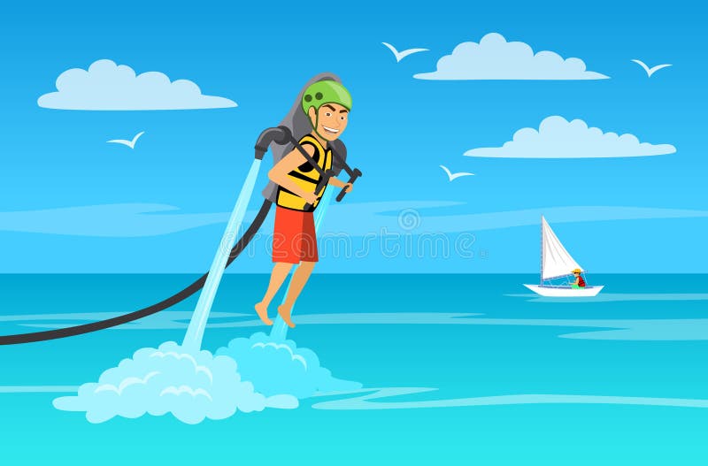 Paquete del chorro de agua del montar a caballo del hombre stock de ilustración Paquete del chorro de agua del montar a caballo del hombre stock de ilustración