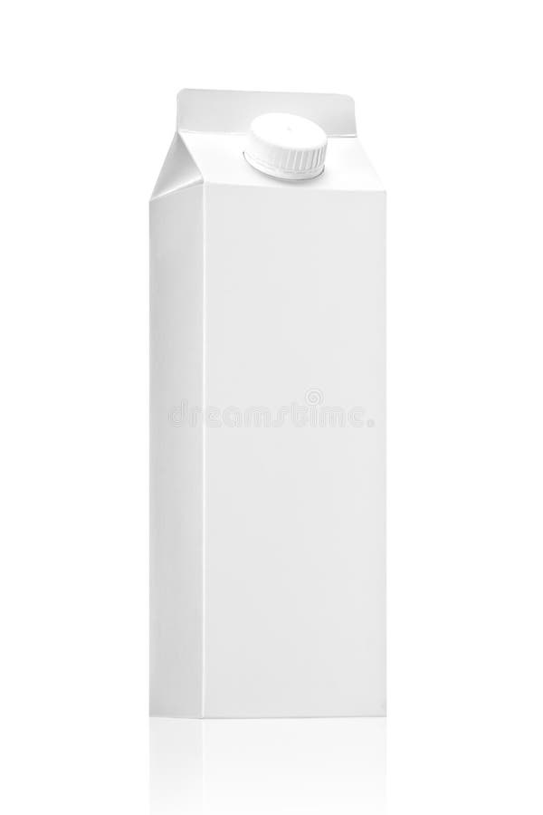 Paquete del conjunto o del jugo de la leche en el fondo blanco