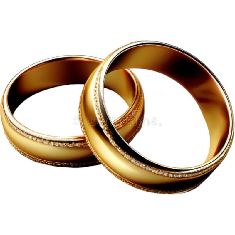 Par de hermosos anillos de boda de búsqueda dorada aislados en fondo blanco ilustración del vector