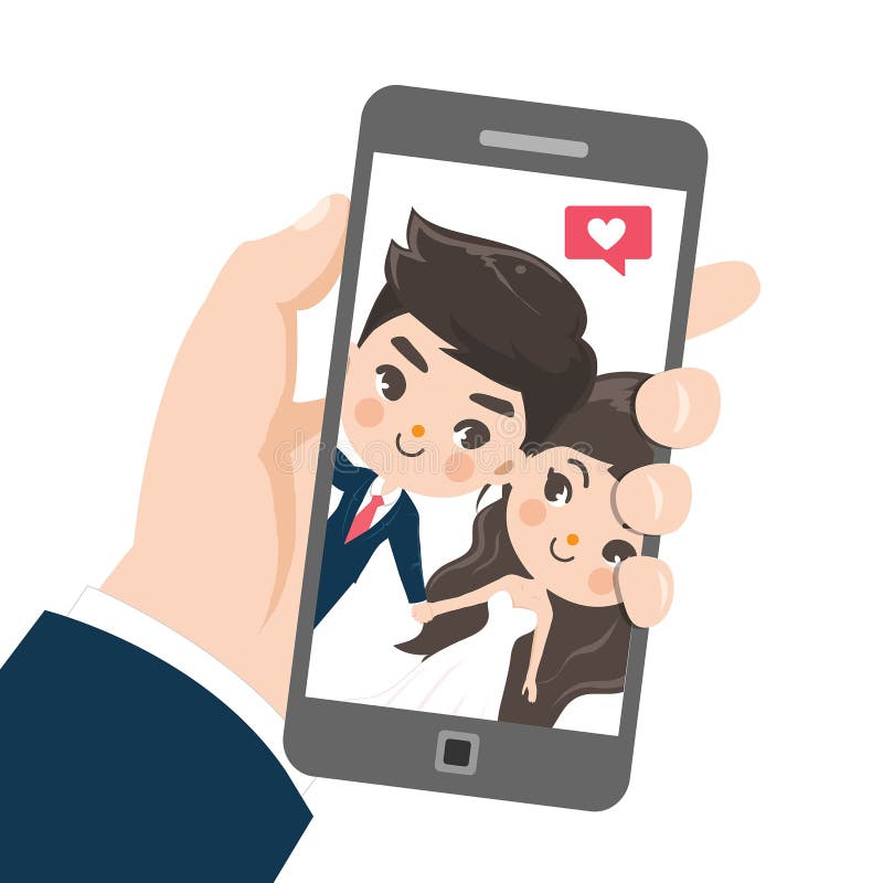 Para bierze selfie telefonem komórkowym royalty ilustracja Para bierze selfie telefonem komórkowym royalty ilustracja