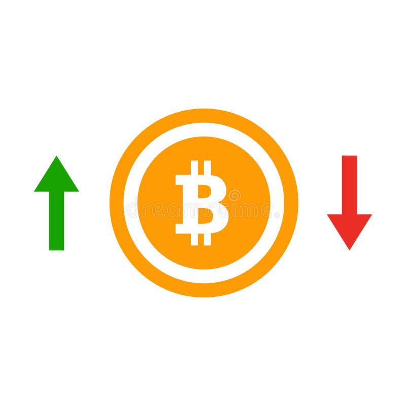 Para cima e para baixo o ícone liso do curso do bitcoin das setas Conceito do crachá simples do bitcoin ilustração do vetor Para cima e para baixo o ícone liso do curso do bitcoin das setas Conceito do crachá simples do bitcoin ilustração do vetor
