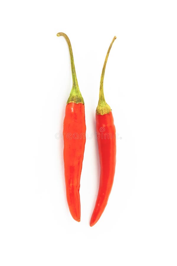 Para papryki z gorącego czerwonego chili, cienkie strąki kilku warzyw na białym tle, izolowane fotografia stock Para papryki z gorącego czerwonego chili, cienkie strąki kilku warzyw na białym tle, izolowane fotografia stock