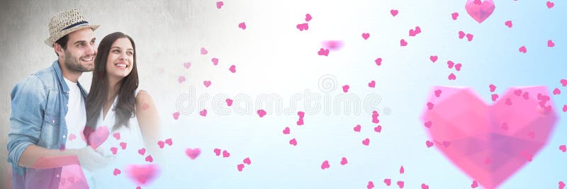 Para z valentine ` s miłości przemiany sercami zdjęcie royalty free Para z valentine ` s miłości przemiany sercami zdjęcie royalty free