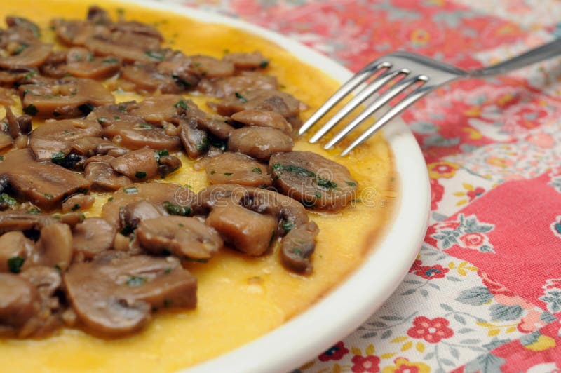 Paraboloïde de polenta et de champignons de couche image libre de droits Paraboloïde de polenta et de champignons de couche image libre de droits
