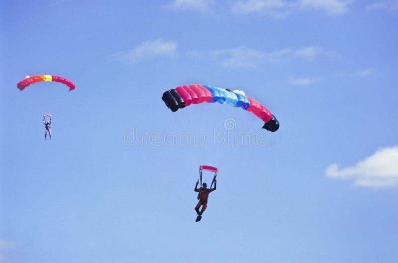 Red parachute stock image. Image of flight, landing, fall ...