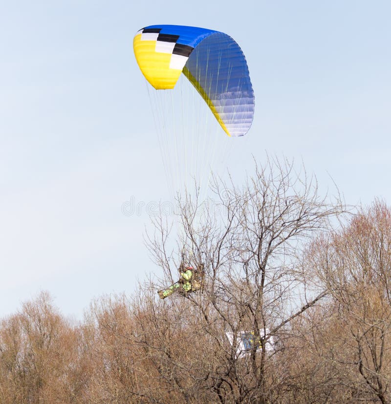 Parachute Flying in the Sky Stock Image Image of white, blue 111465039