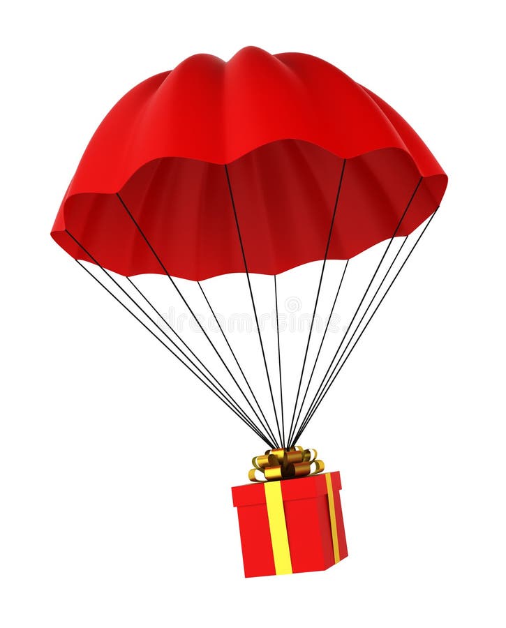Parachute With A Gift Box Royalty Free Stock Photo - Image: 32467135
