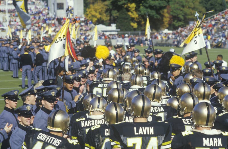 Parade of College football players royalty free stock images